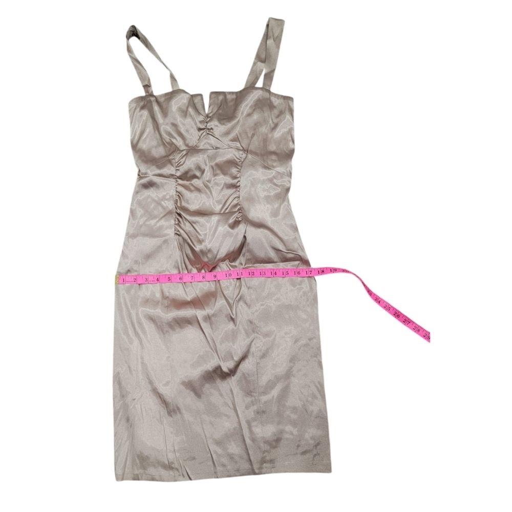 (W) Satin Ruched Gold Dress From LeChateau - Picture 4 of 7